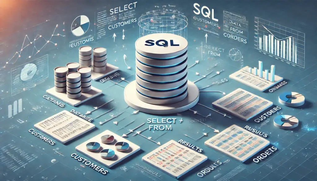 Illustration of SQL connecting databases, tables, and queries