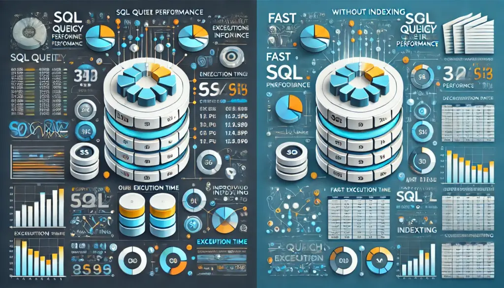 SQL query performance comparison with and without indexing.