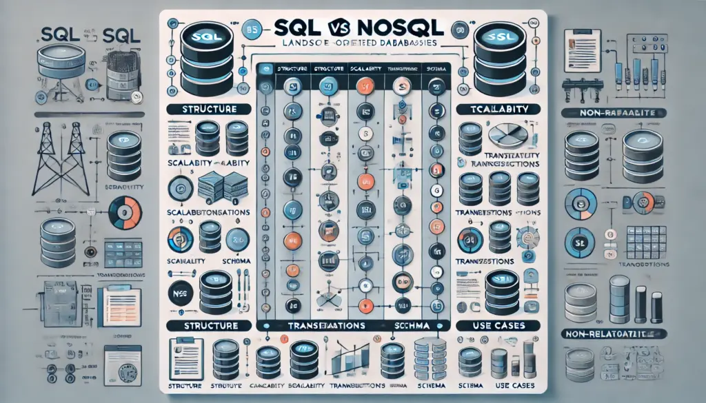 Comparison table of SQL vs NoSQL databases, highlighting differences in structure and use cases.